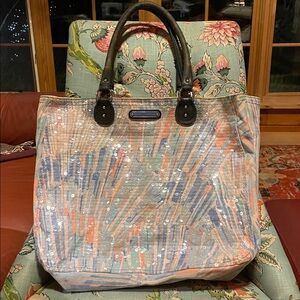 Juicy Couture Multicolor Sparkly Striped Large Tote!